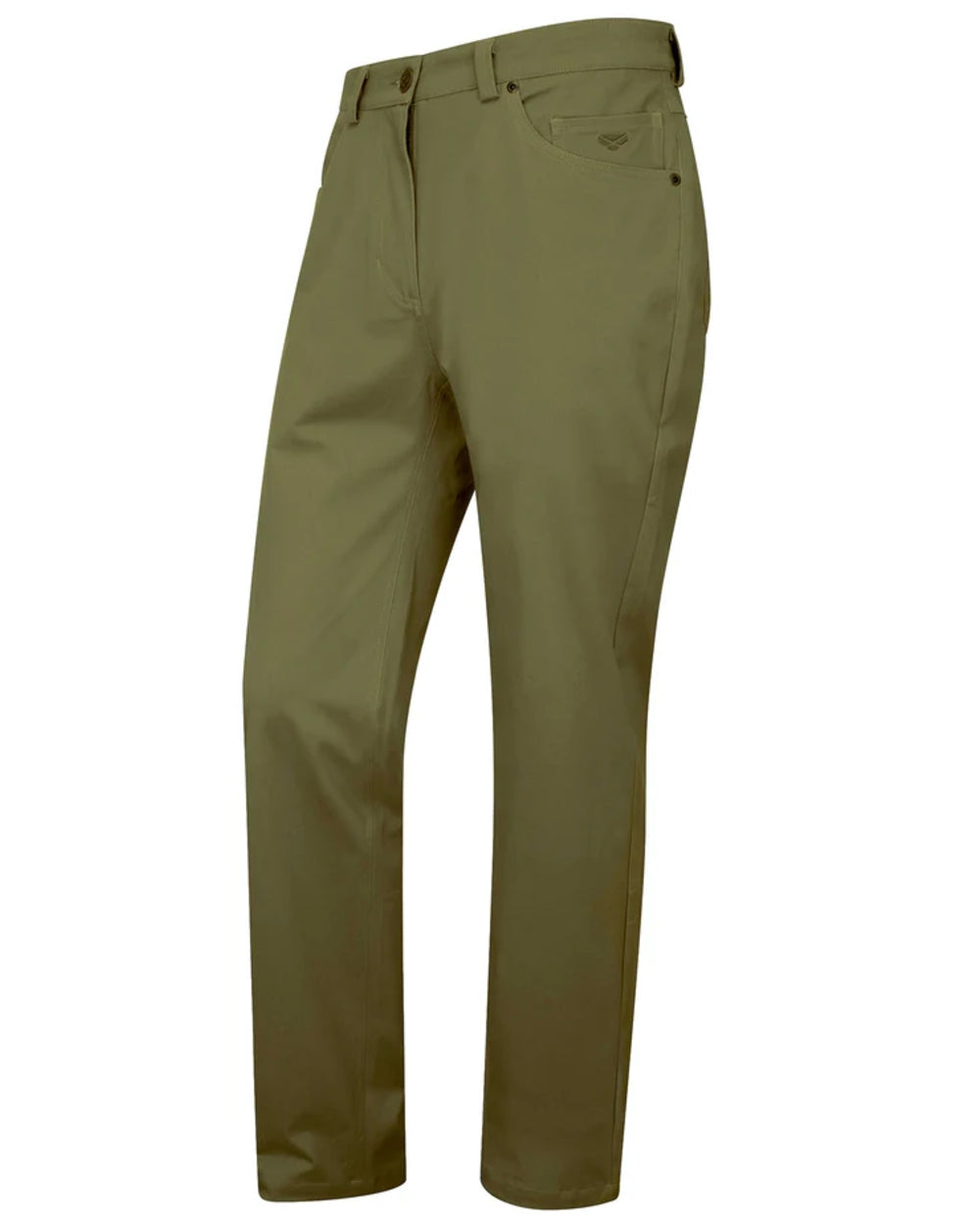 Khaki coloured Hoggs of Fife Mens Craigtoun Stretch Twill Jeans on white background