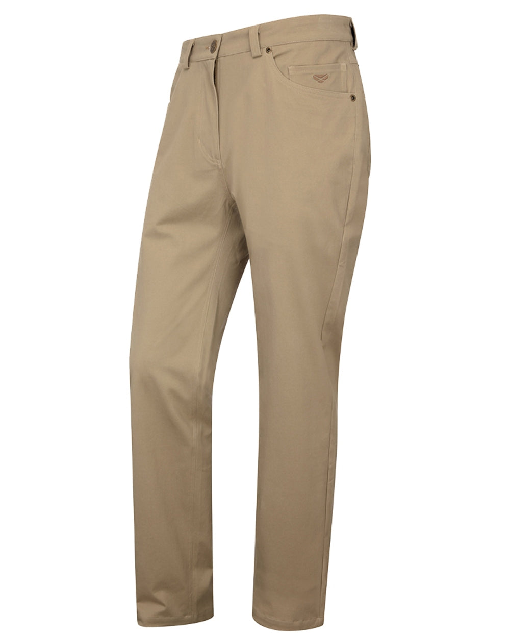Stone coloured Hoggs of Fife Mens Craigtoun Stretch Twill Jeans on white background