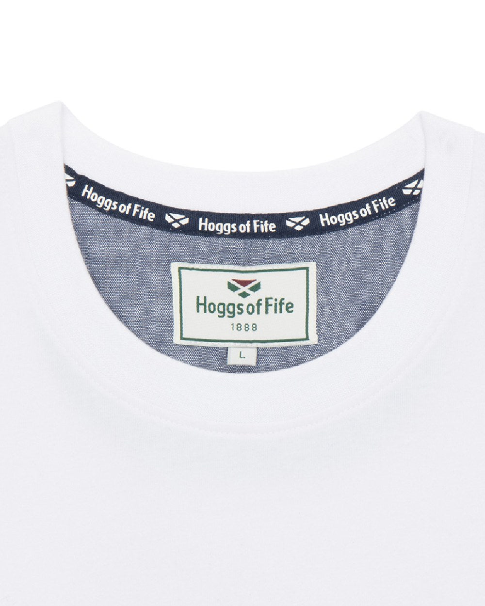 White Navy White Coloured Hoggs of Fife Mens Dalbeattie Colour Block T-Shirt on white background