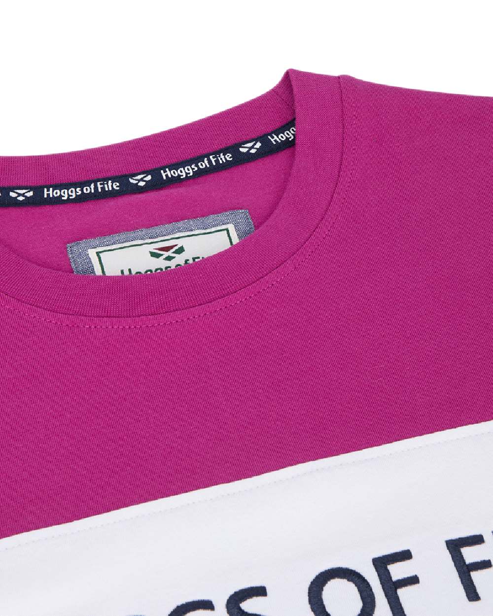 Berry White Navy Coloured Hoggs of Fife Mens Darcie Colour Block T-Shirt on white background