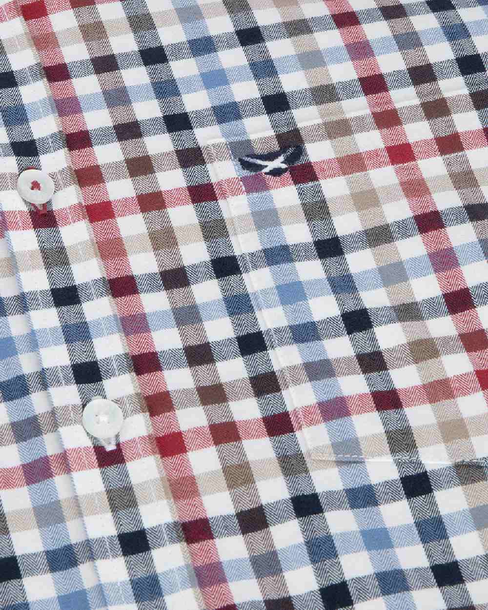 Navy Red Olive Coloured Hoggs of Fife Mens Douglas Twill Shirt on white background
