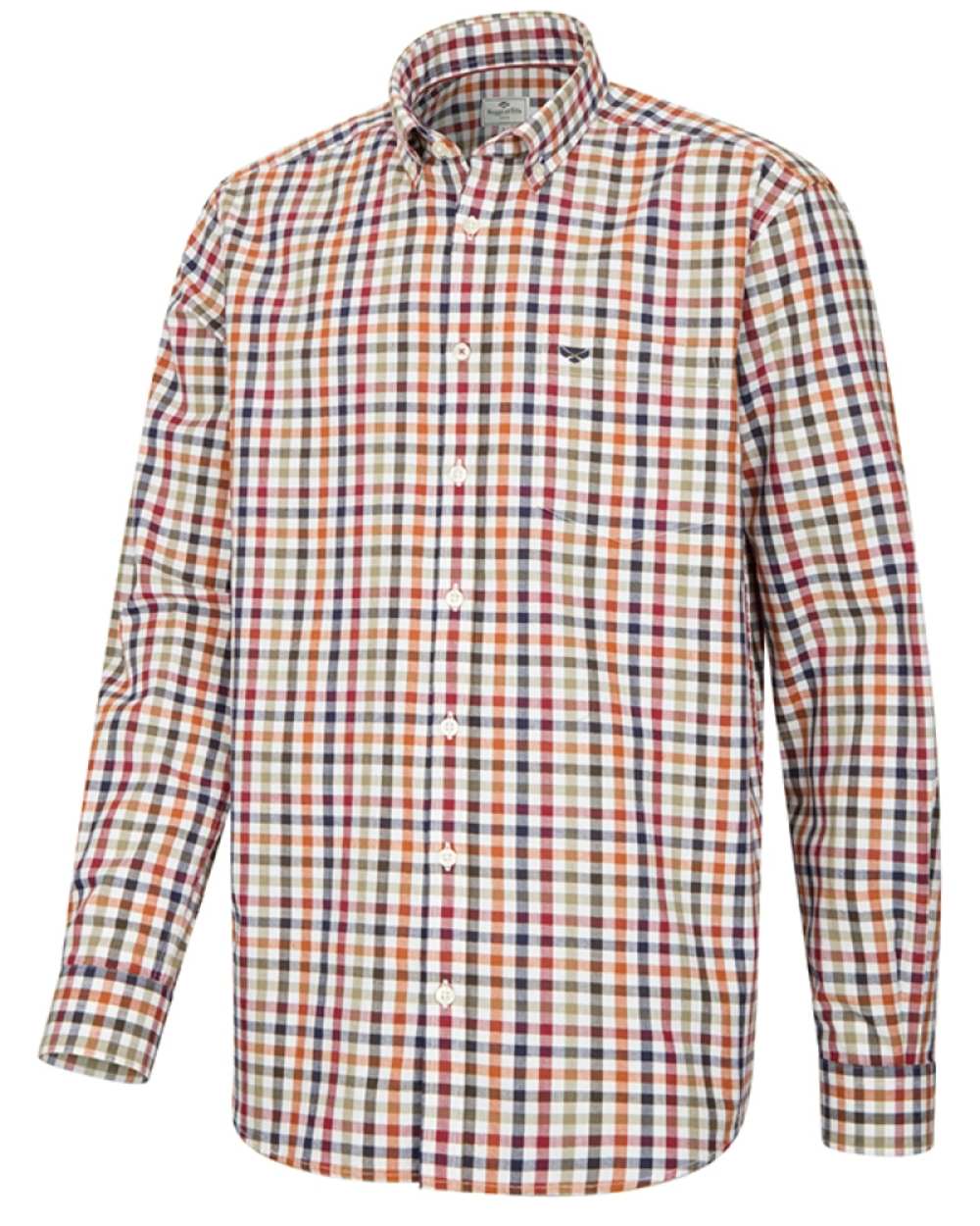 Rust Olive coloured Hoggs of Fife Mens Douglas Twill Shirt on white background