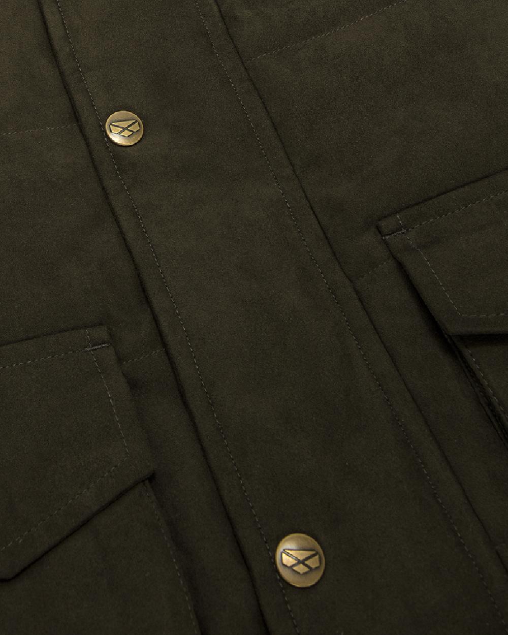 Loden coloured Hoggs of Fife Mens Glenbervie Quilted Gilet on white background