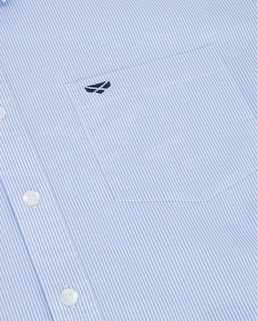 Blue White Coloured Hoggs of Fife Mens Ingliston Stretch Stripe Shirt on white background
