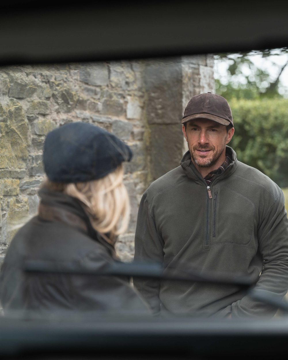 Beluga Coloured Hoggs of Fife Mens Islander Techpro Quarter Zip Shirt on outdoor background