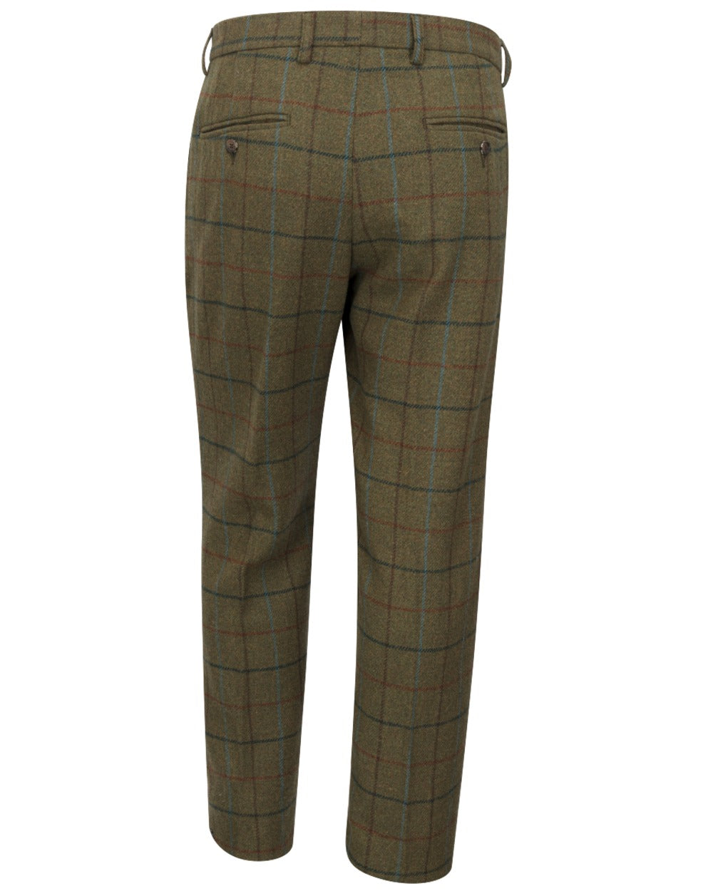 Green Blue coloured Hoggs of Fife Mens Kingussie Tweed Trousers on white background