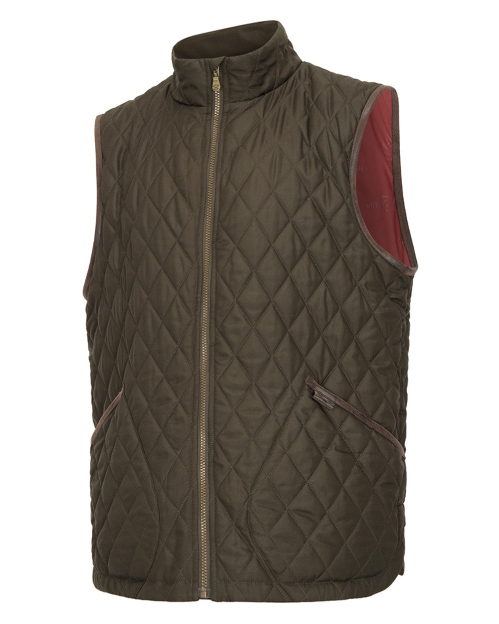 Forest Green Coloured Hoggs of Fife Mens Lindores Quilted Gilet on white background