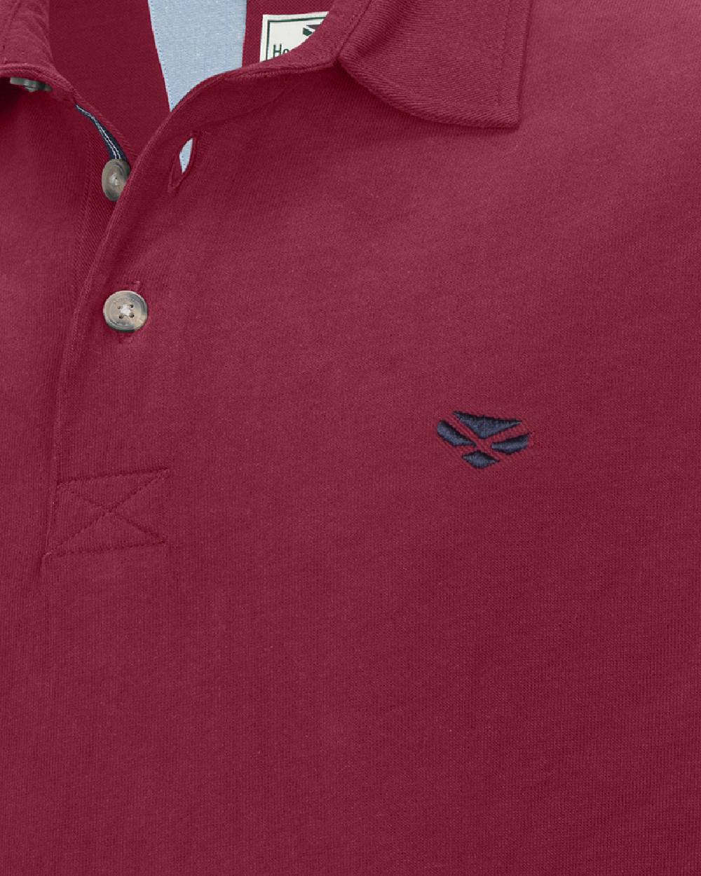 Burgundy Coloured Hoggs of Fife Mens Moffat Long Sleeve Rugby Shirt on white background