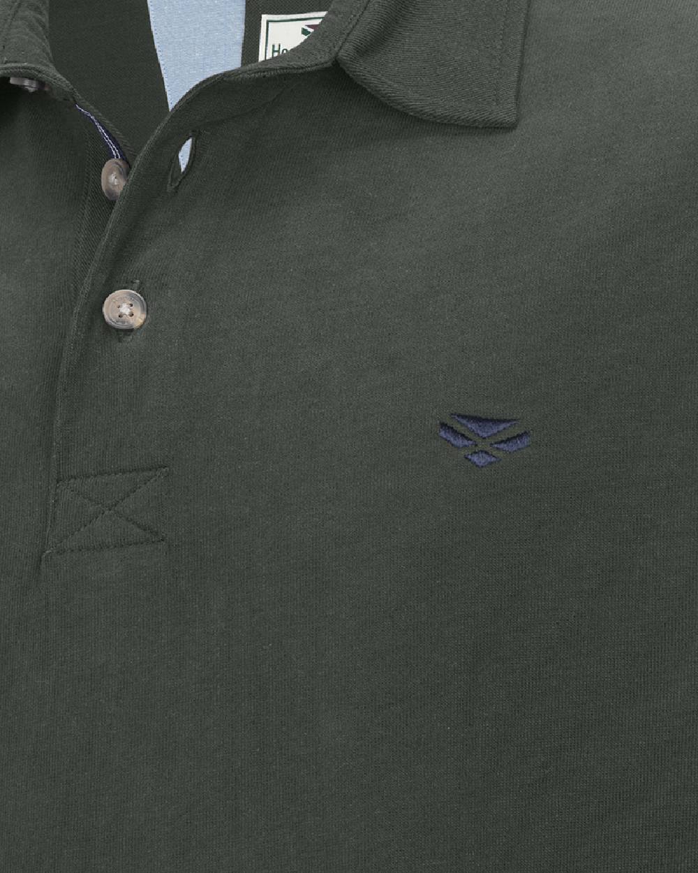 Forest Coloured Hoggs of Fife Mens Moffat Long Sleeve Rugby Shirt on white background