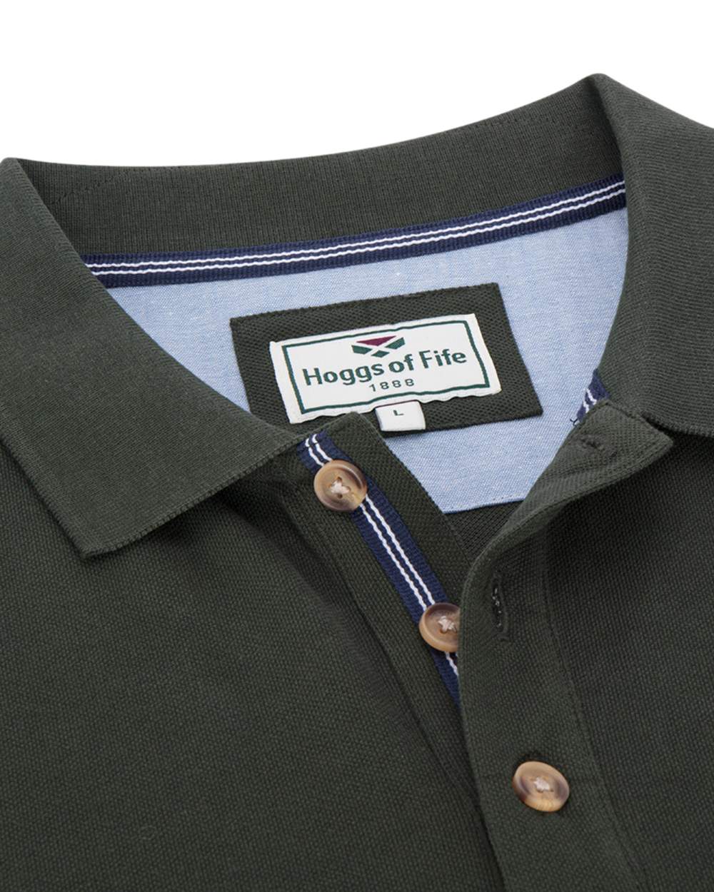 Forest Coloured Hoggs of Fife Mens Newton Pique Polo Shirt on white background