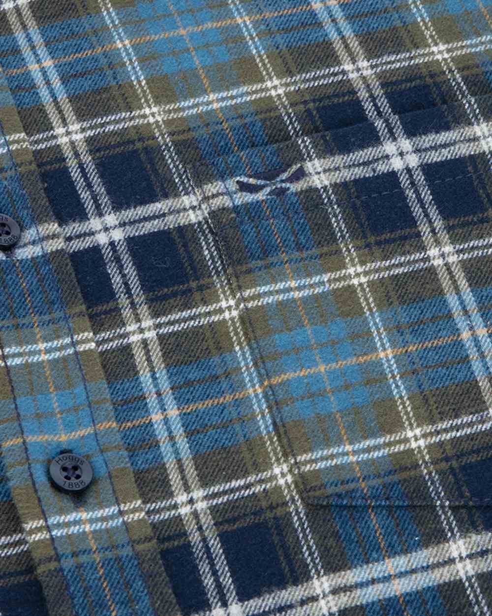 Green Blue Check Coloured Hoggs of Fife Mens Pitcairn Flannel Check Shirt on white background