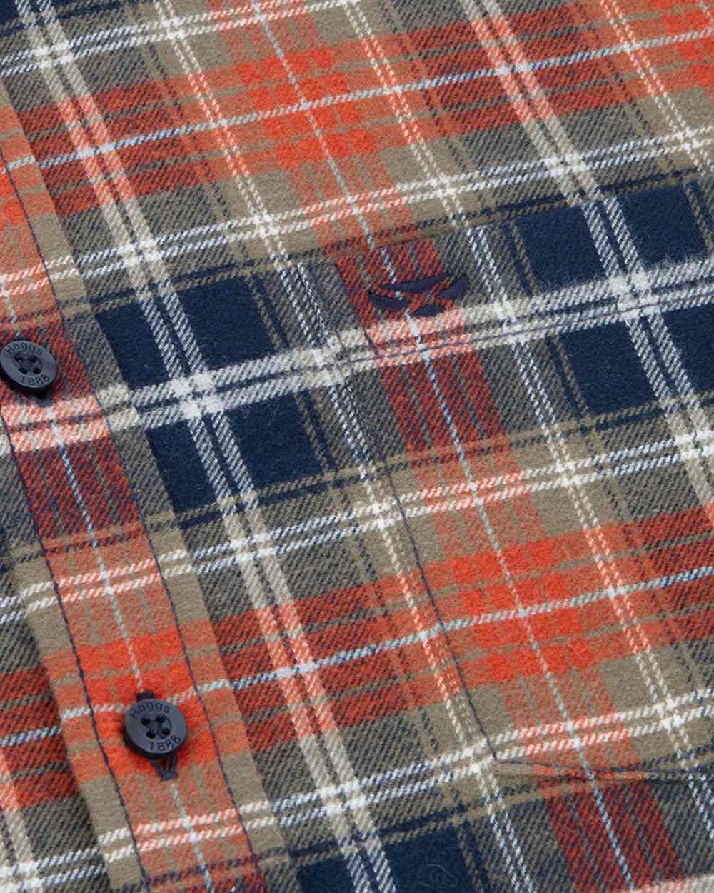 Green Rust Check Coloured Hoggs of Fife Mens Pitcairn Flannel Check Shirt on white background