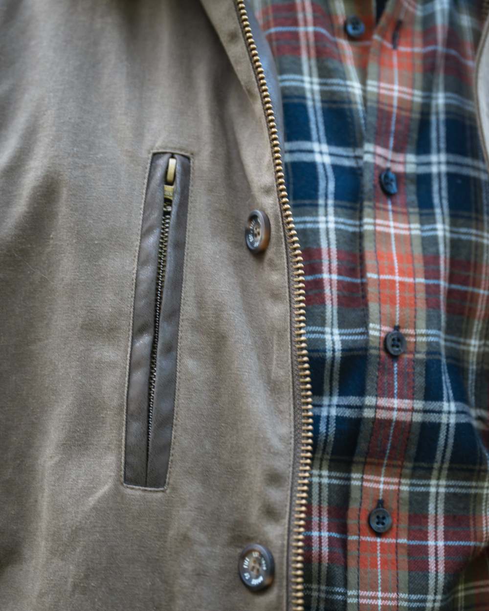 Green Rust Check Coloured Hoggs of Fife Mens Pitcairn Flannel Check Shirt on outdoor background