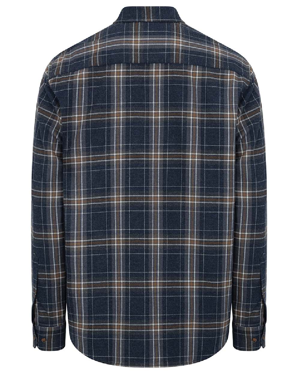 Blue Brown White coloured Hoggs of Fife Pitlessie Button Down Flannel Shirt on white background