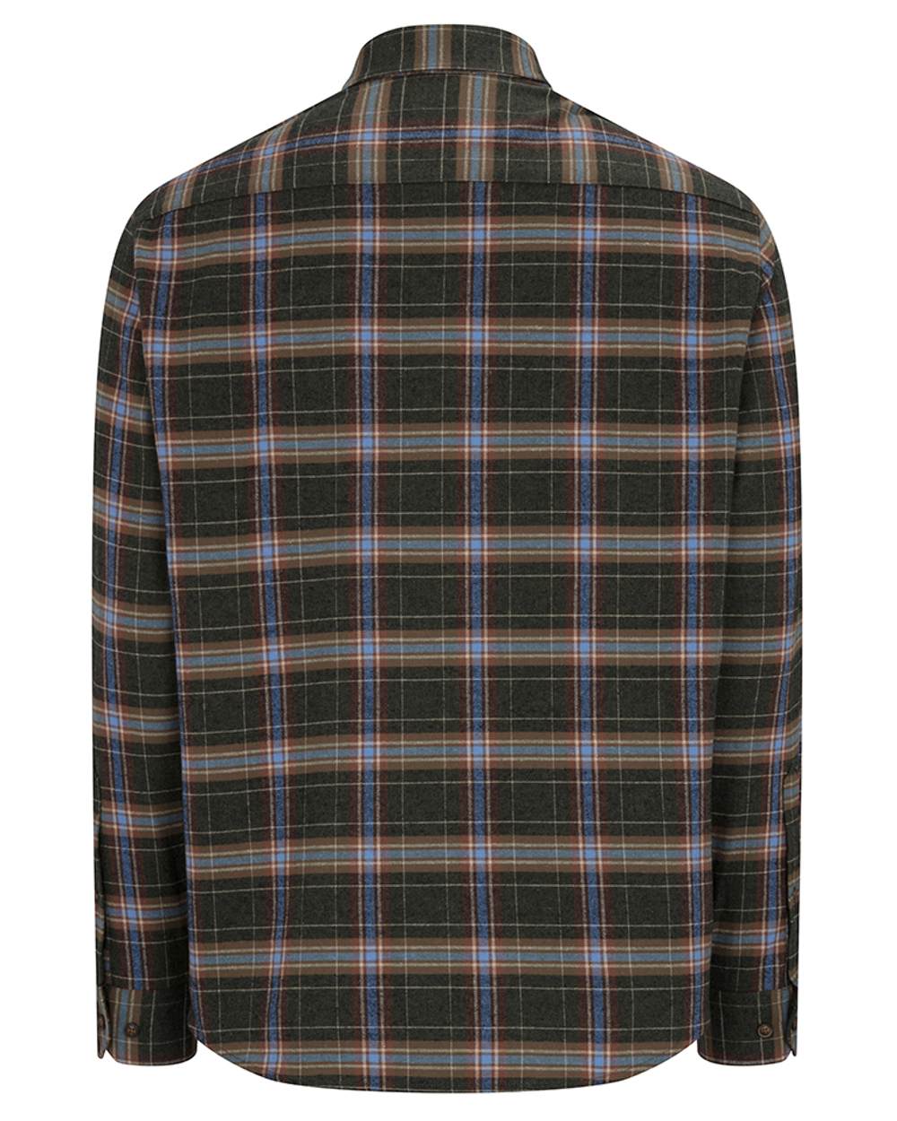 Thyme Cobblestone coloured Hoggs of Fife Pitlessie Button Down Flannel Shirt on white background