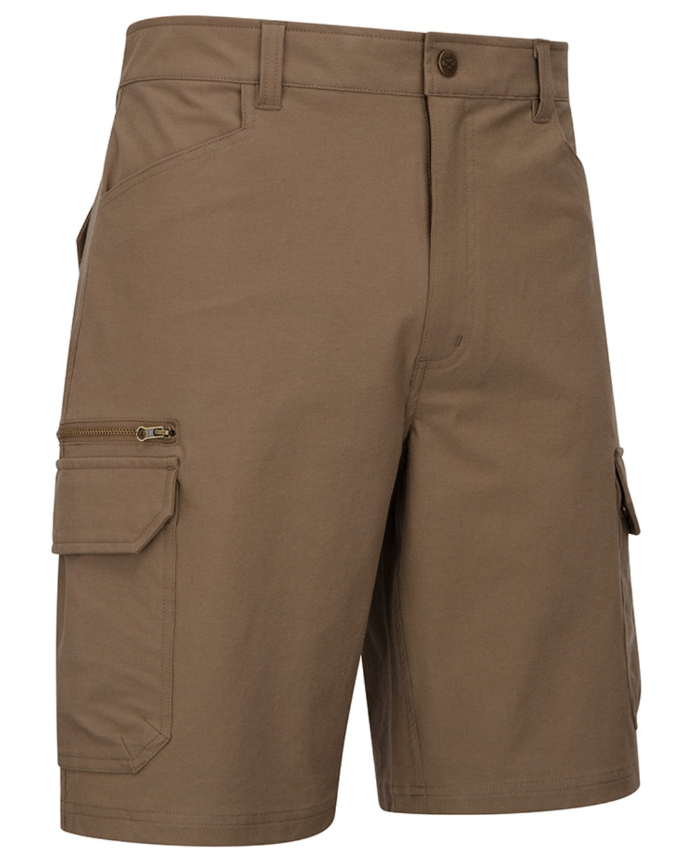 Khaki coloured Hoggs of Fife Mens Rothesay Utility Shorts on white background