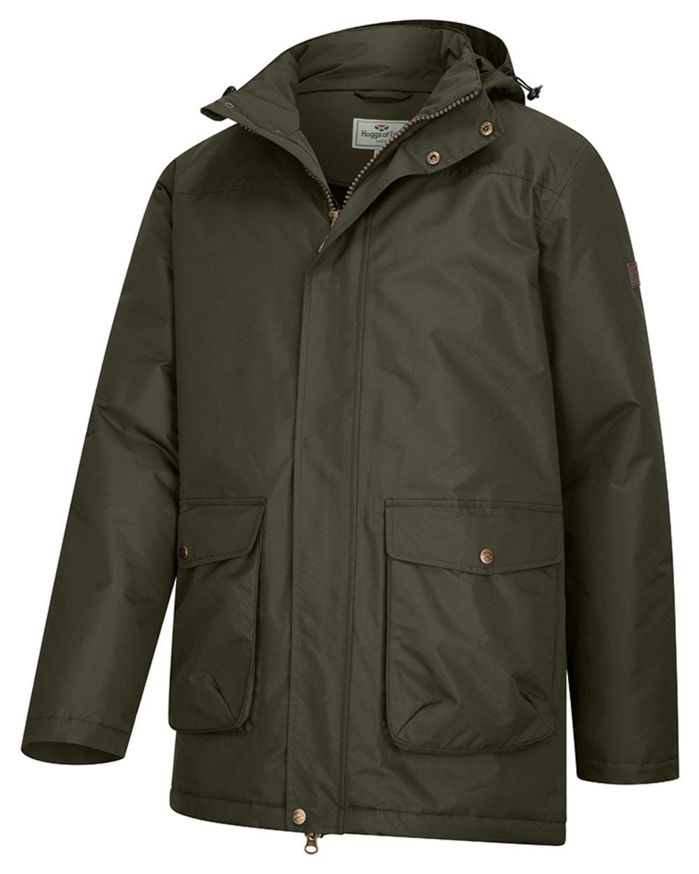 Fern Green Coloured Hoggs of Fife Mens Walker Long Coat Shirt on white background