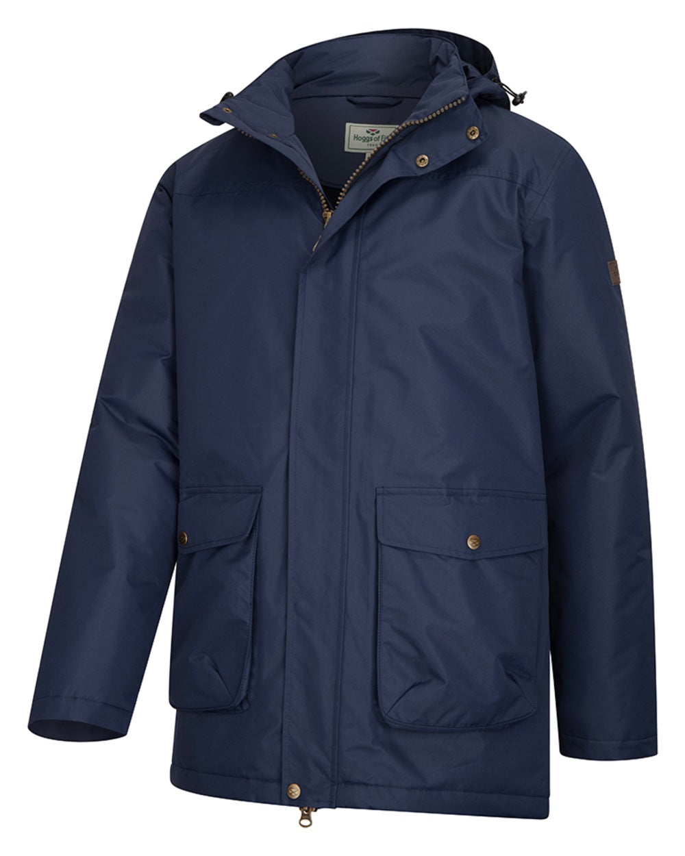 Ink Navy Coloured Hoggs of Fife Mens Walker Long Coat Shirt on white background