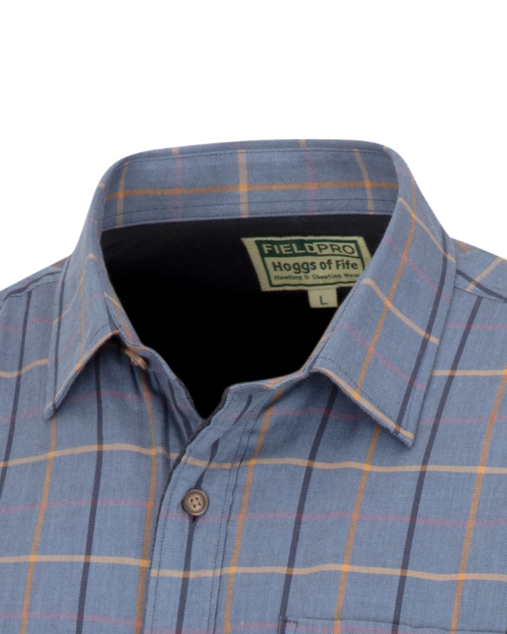 Blackthorn Sky Blue Check Coloured Hoggs of Fife Micro Fleece Lined Shirt on white background