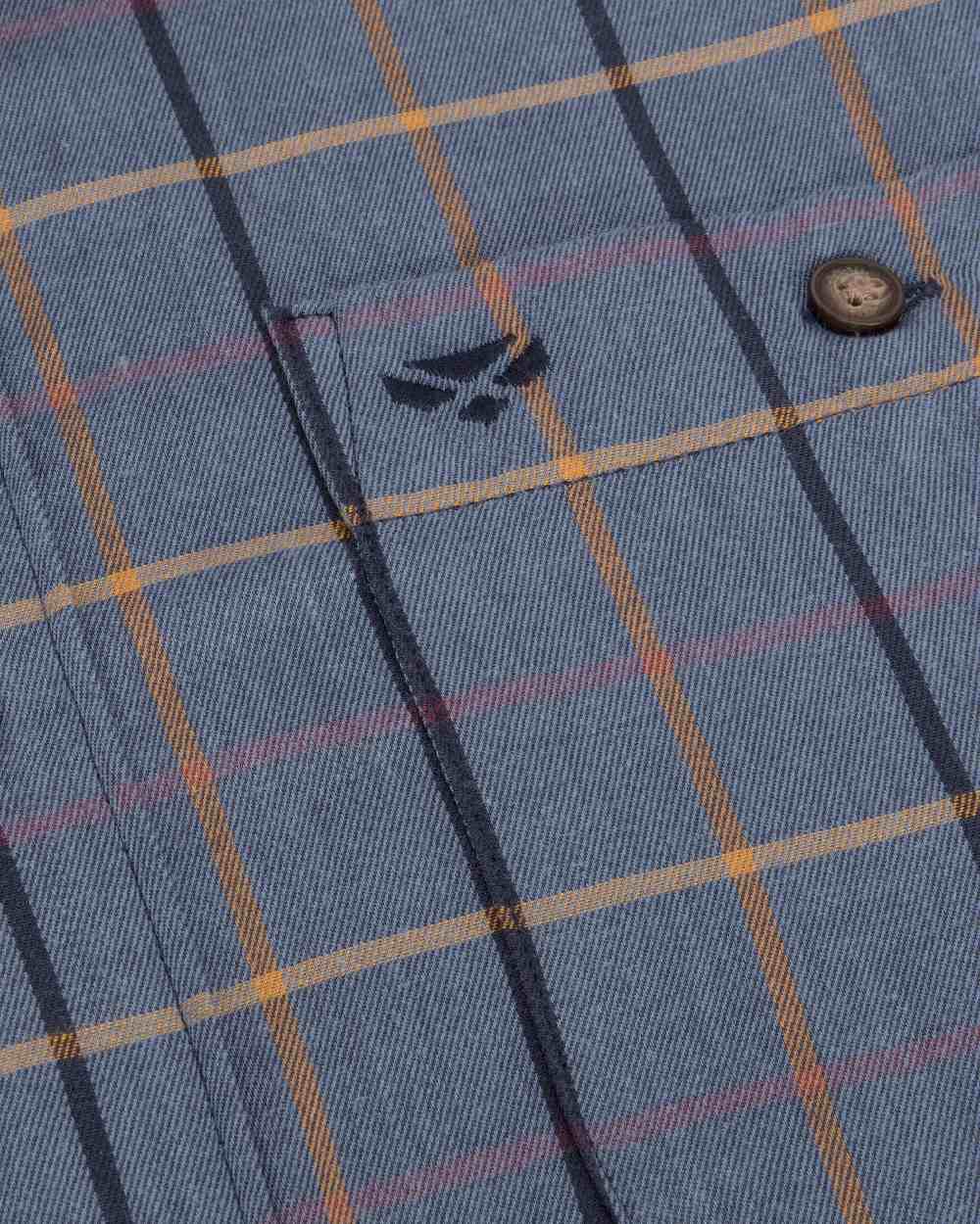 Blackthorn Sky Blue Check Coloured Hoggs of Fife Micro Fleece Lined Shirt on white background