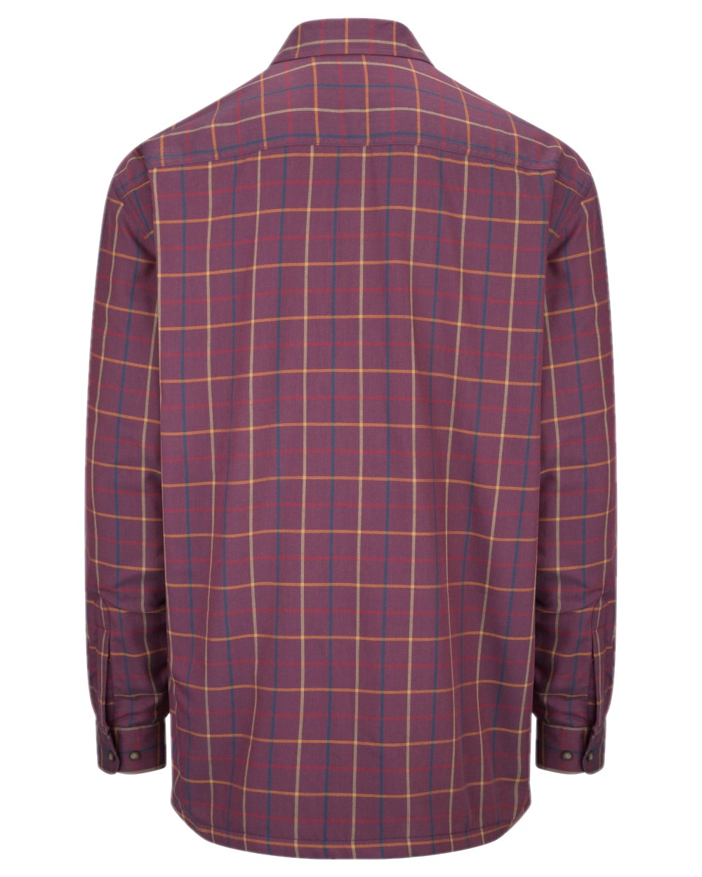 Bramble Wine Check Coloured Hoggs of Fife Micro Fleece Lined Shirt on white background