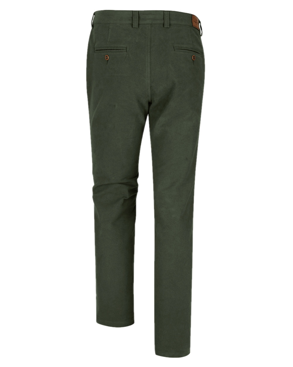 Dark Olive Coloured Hoggs of Fife Monarch II Moleskin Trousers on white background