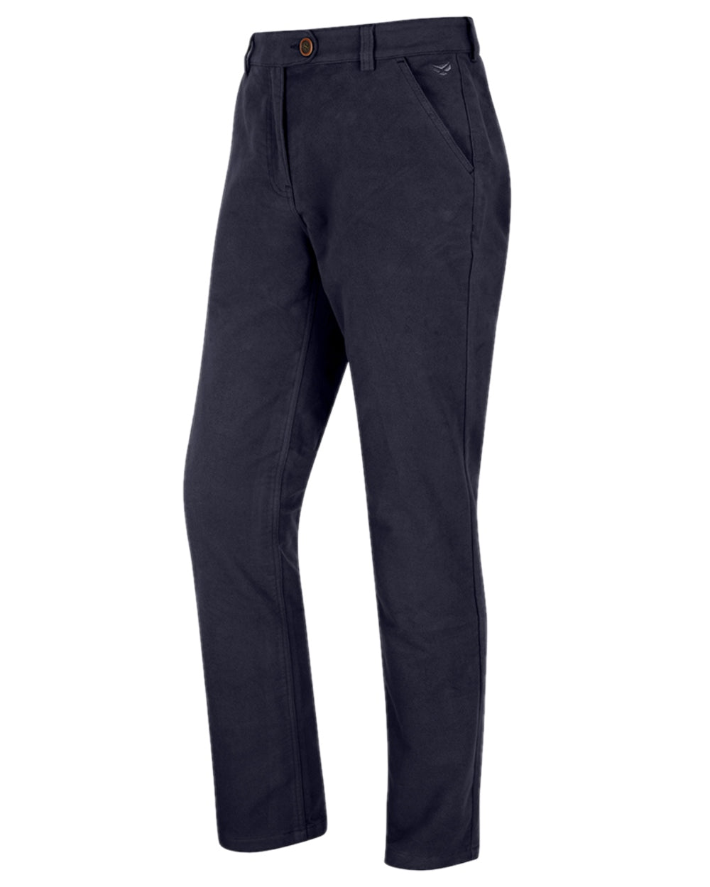 Navy Coloured Hoggs of Fife Monarch II Moleskin Trousers on white background