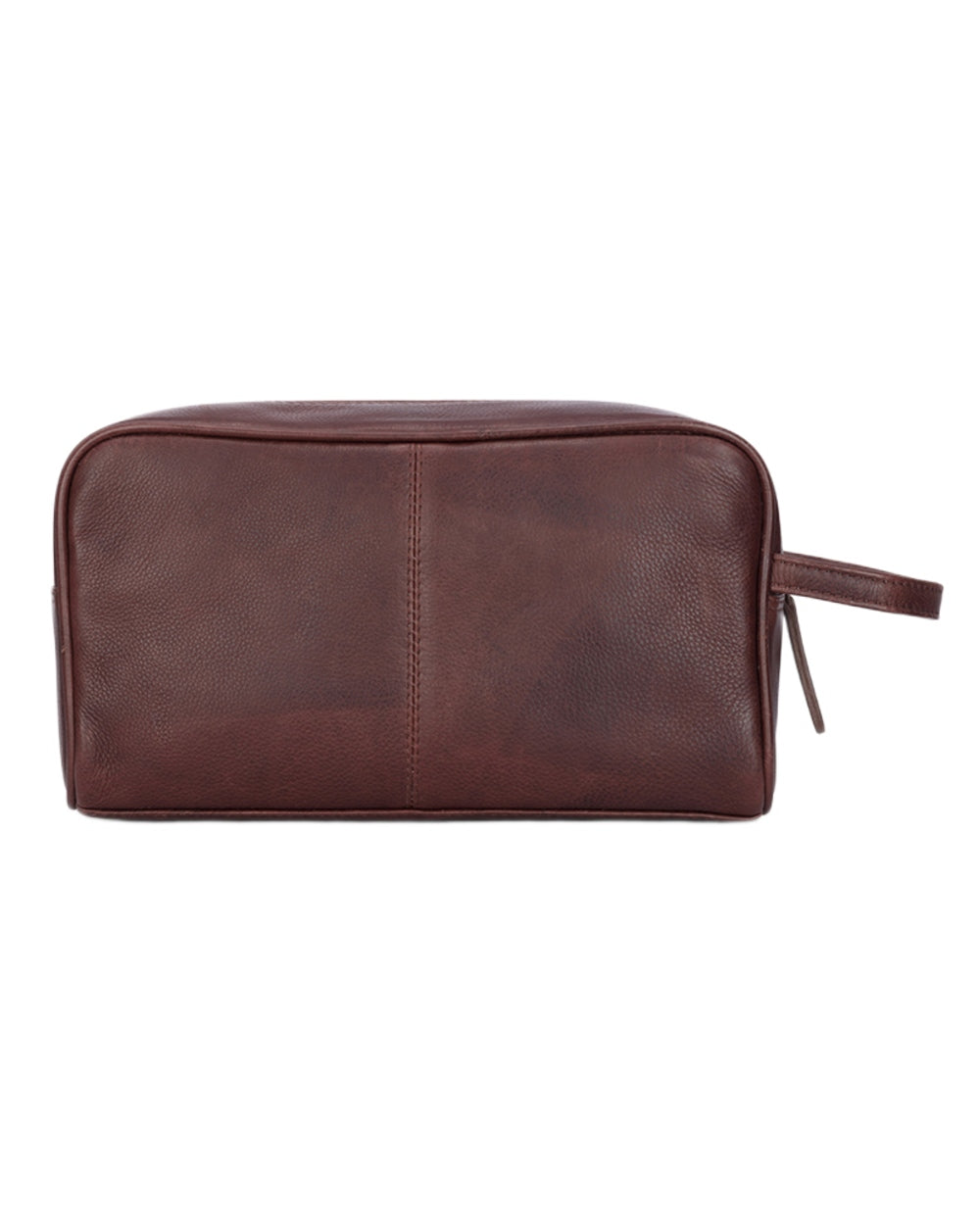 Conker Coloured Hoggs of Fife Monarch Leather Wash Bag on white background