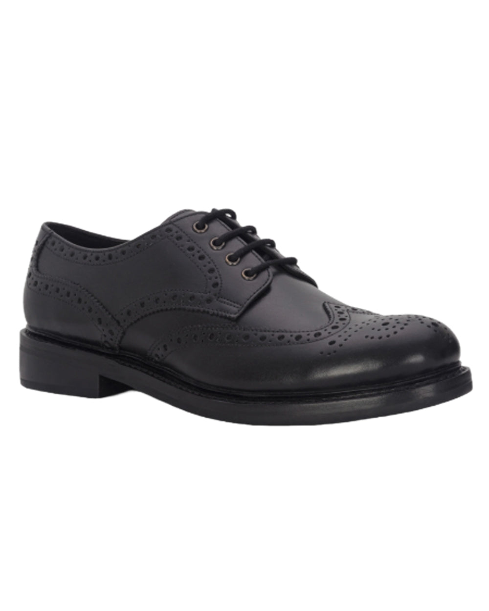 Black Coloured Hoggs of Fife Muirfield Brogue Shoe Rubber Soles on white background
