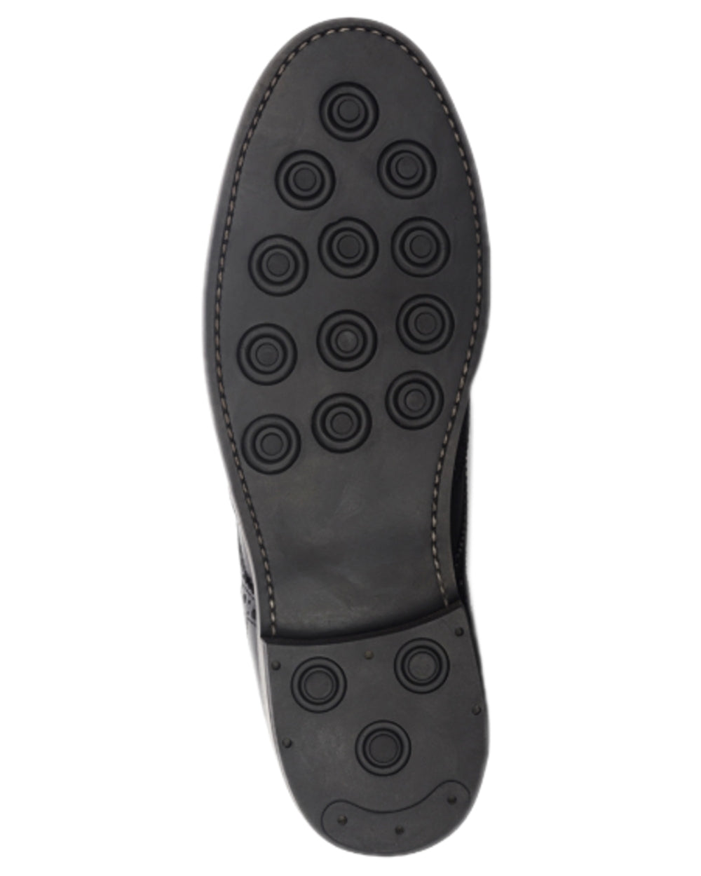 Burnished Tan Coloured Hoggs of Fife Muirfield Brogue Shoe Rubber Soles on white background