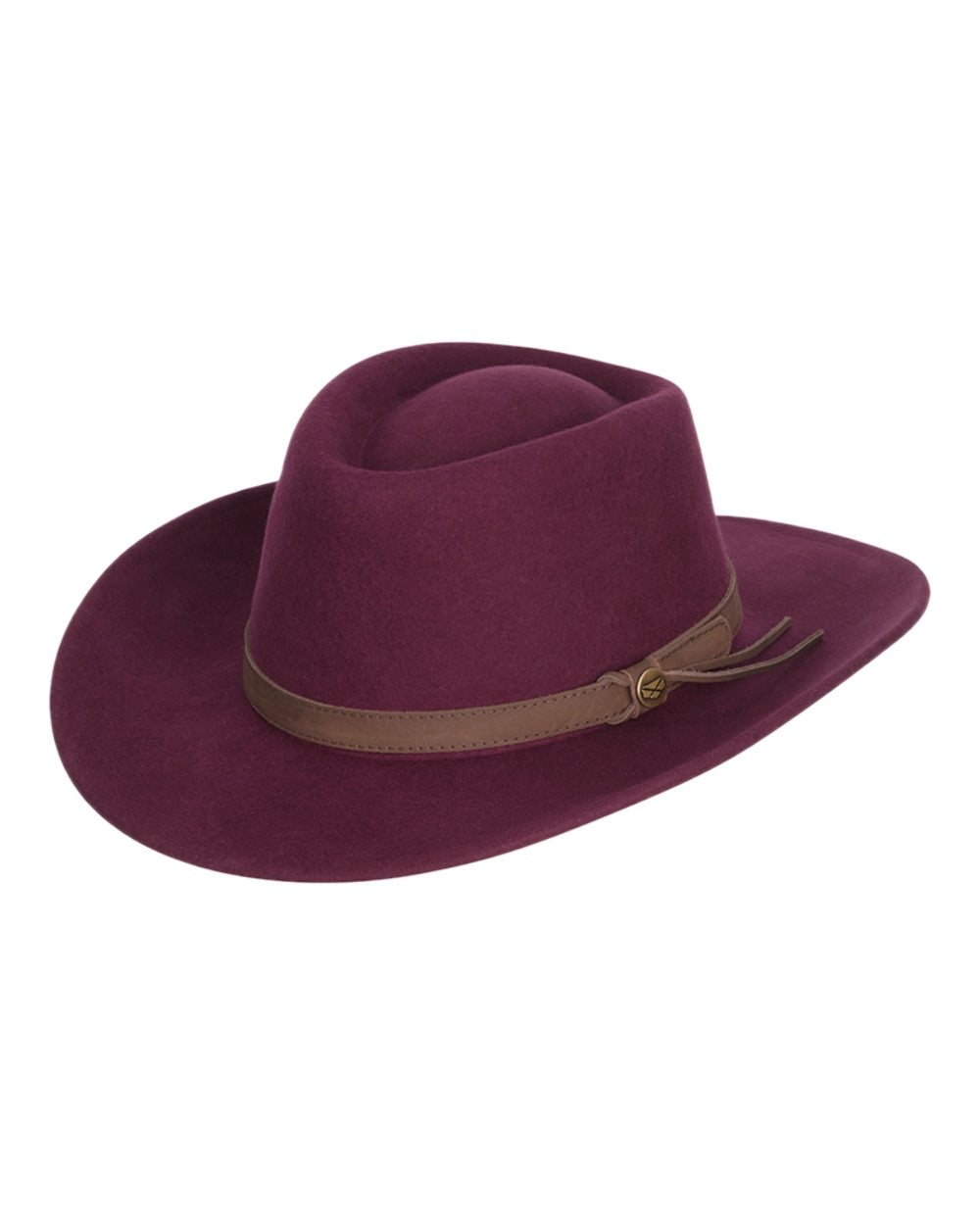 Merlot Coloured Hoggs of Fife Perth Crushable Felt Hat on white background