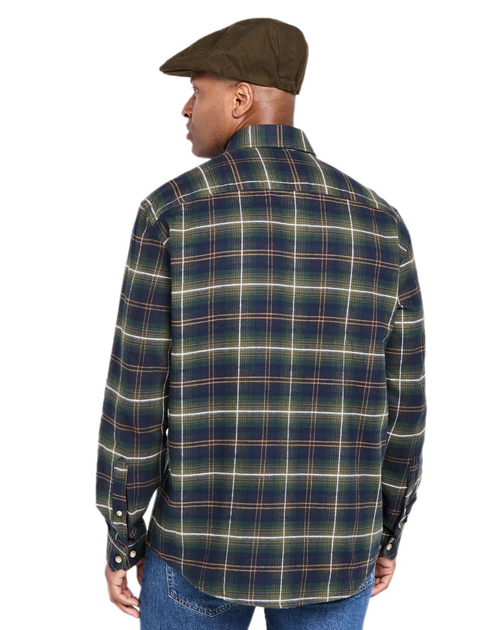 Green Check Coloured Hoggs of Fife Pitmedden Flannel Check Shirt on white background
