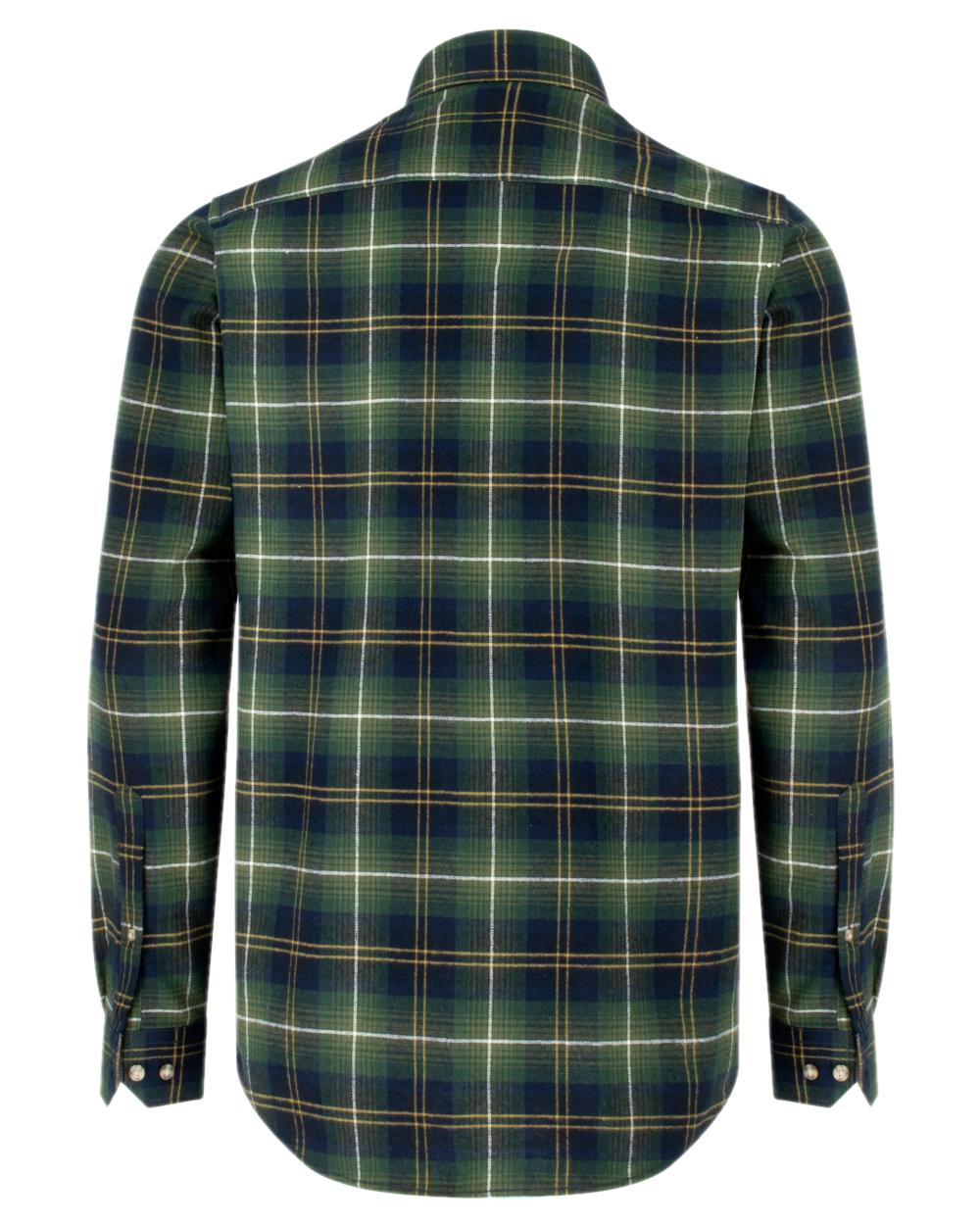 Green Check Coloured Hoggs of Fife Pitmedden Flannel Check Shirt on white background