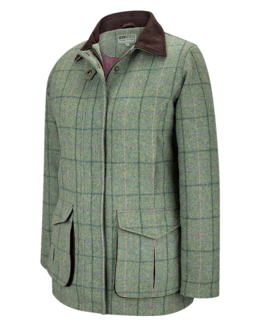 Spring Bracken Coloured Hoggs of Fife Roslin Ladies Technical Tweed Field Coat on white background