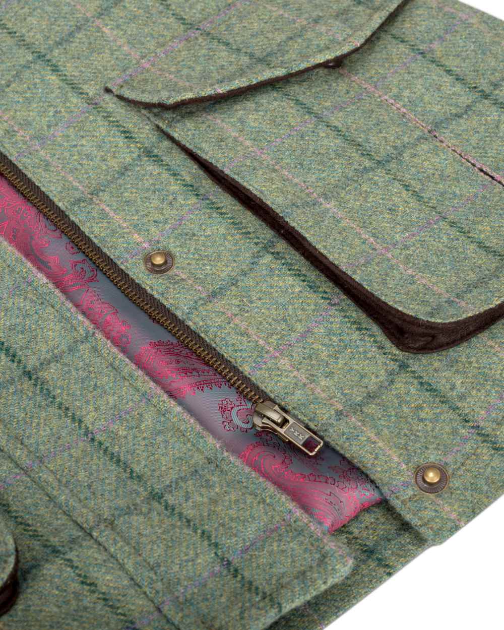 Spring Bracken Coloured Hoggs of Fife Roslin Ladies Technical Tweed Field Coat on white background