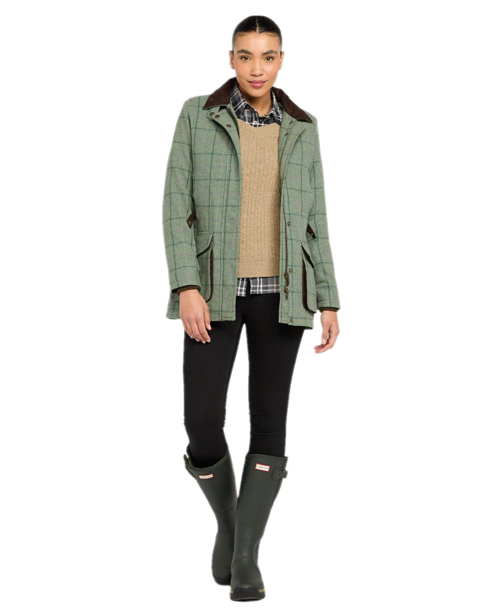 Spring Bracken Coloured Hoggs of Fife Roslin Ladies Technical Tweed Field Coat on white background