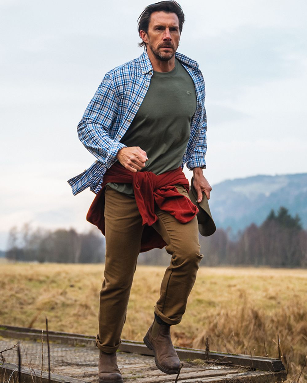 Forest Lovat Coloured Hoggs of Fife Sandwood 2 Pack Cotton T-Shirts on mountain background