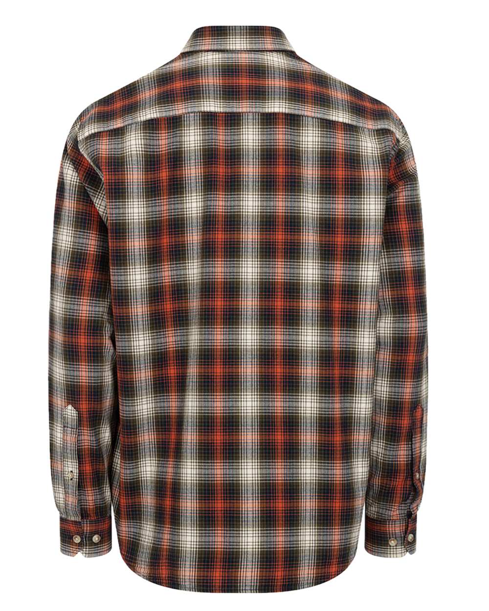 Rust Olive Navy coloured Hoggs of Fife Tiree Herringbone Check Shirt on white background