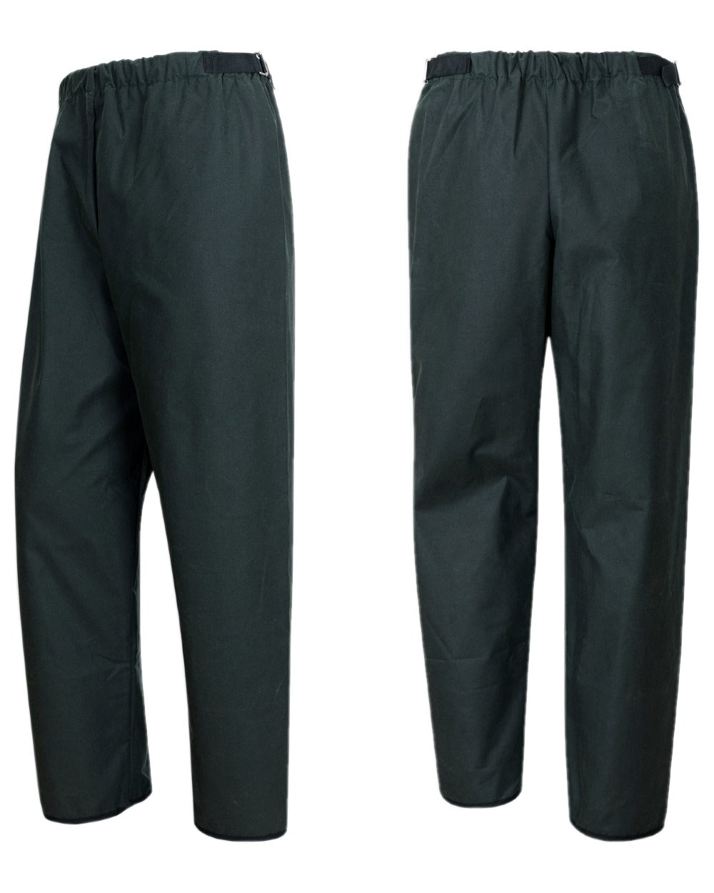 Olive Coloured Hoggs of Fife Waxed Overtrousers on white background
