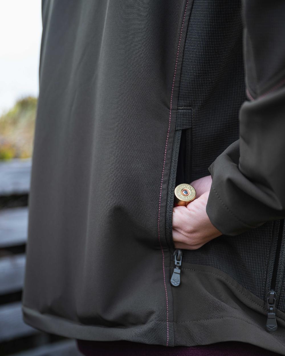 Green Coloured Hoggs of Fife Womens Ardross 4-Way Active Jacket on blur background
