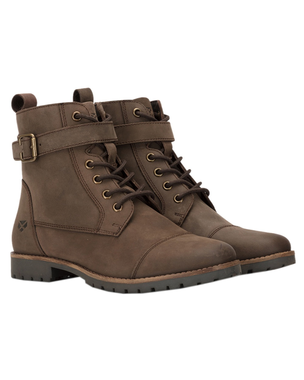 Brown Coloured Hoggs of Fife Womens Bridle Buckle Boots on white background