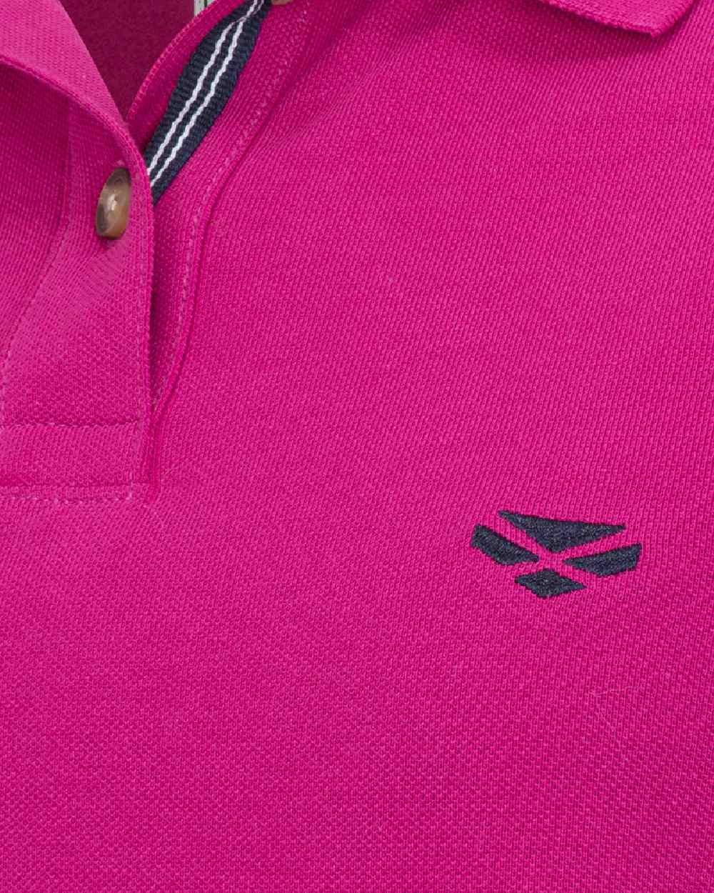 Berry Coloured Hoggs of Fife Womens Cora Pique Polo Shirt on white background