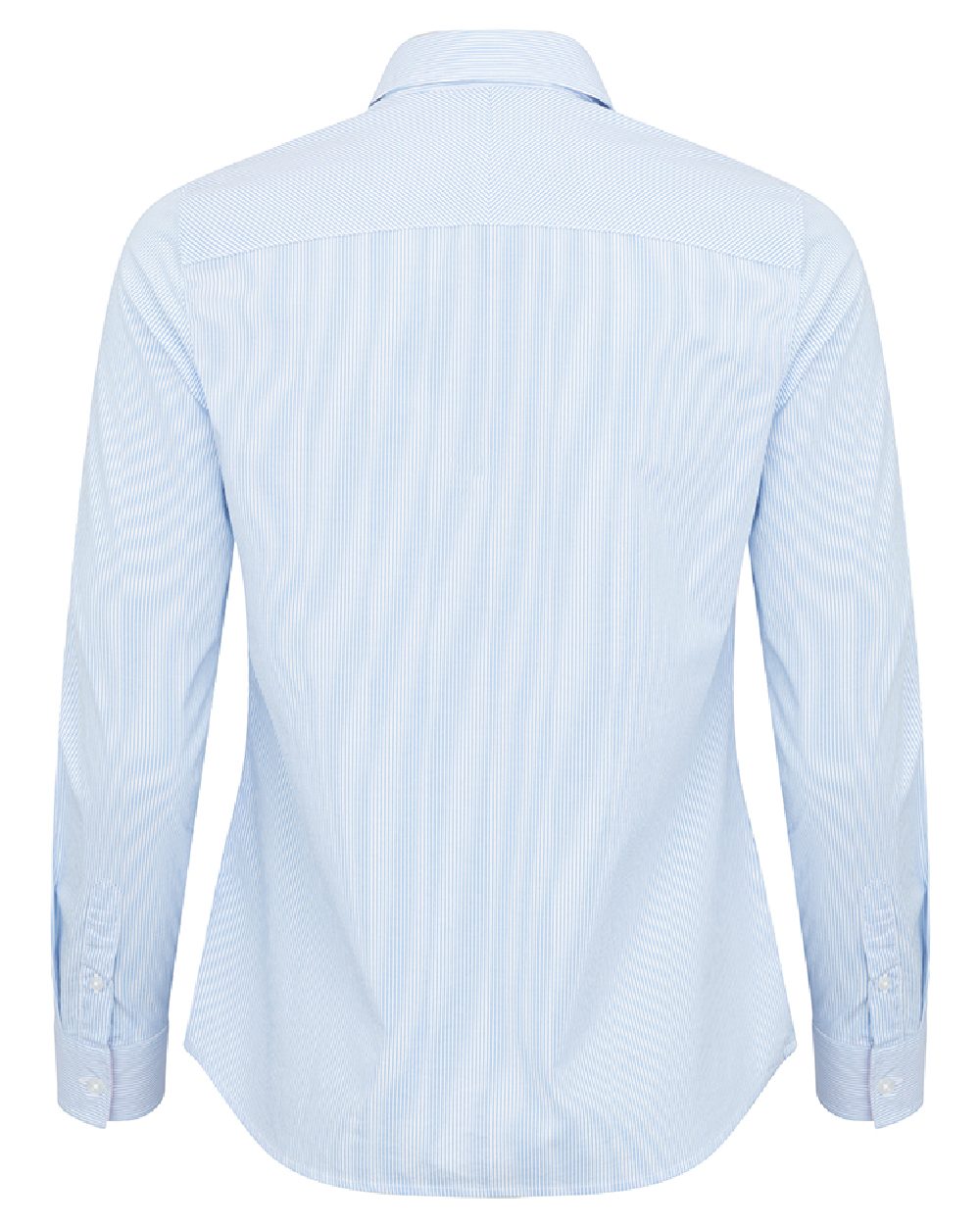 Blue White Coloured Hoggs of Fife Womens Ingliston Stretch Stripe Shirt on white background