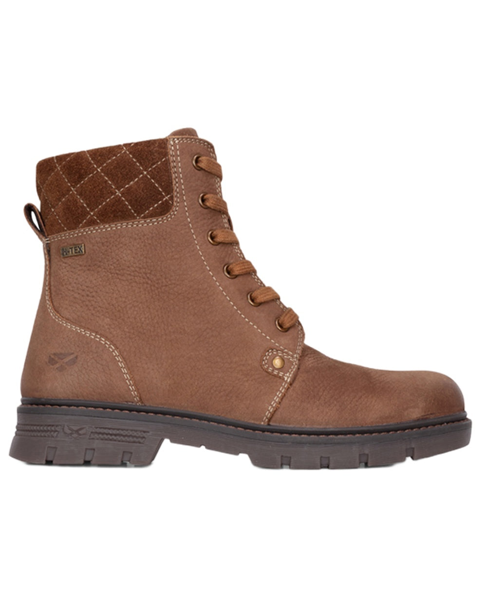 Tan coloured Hoggs of Fife Womens Islay Waterproof Quilted Boots on white background
