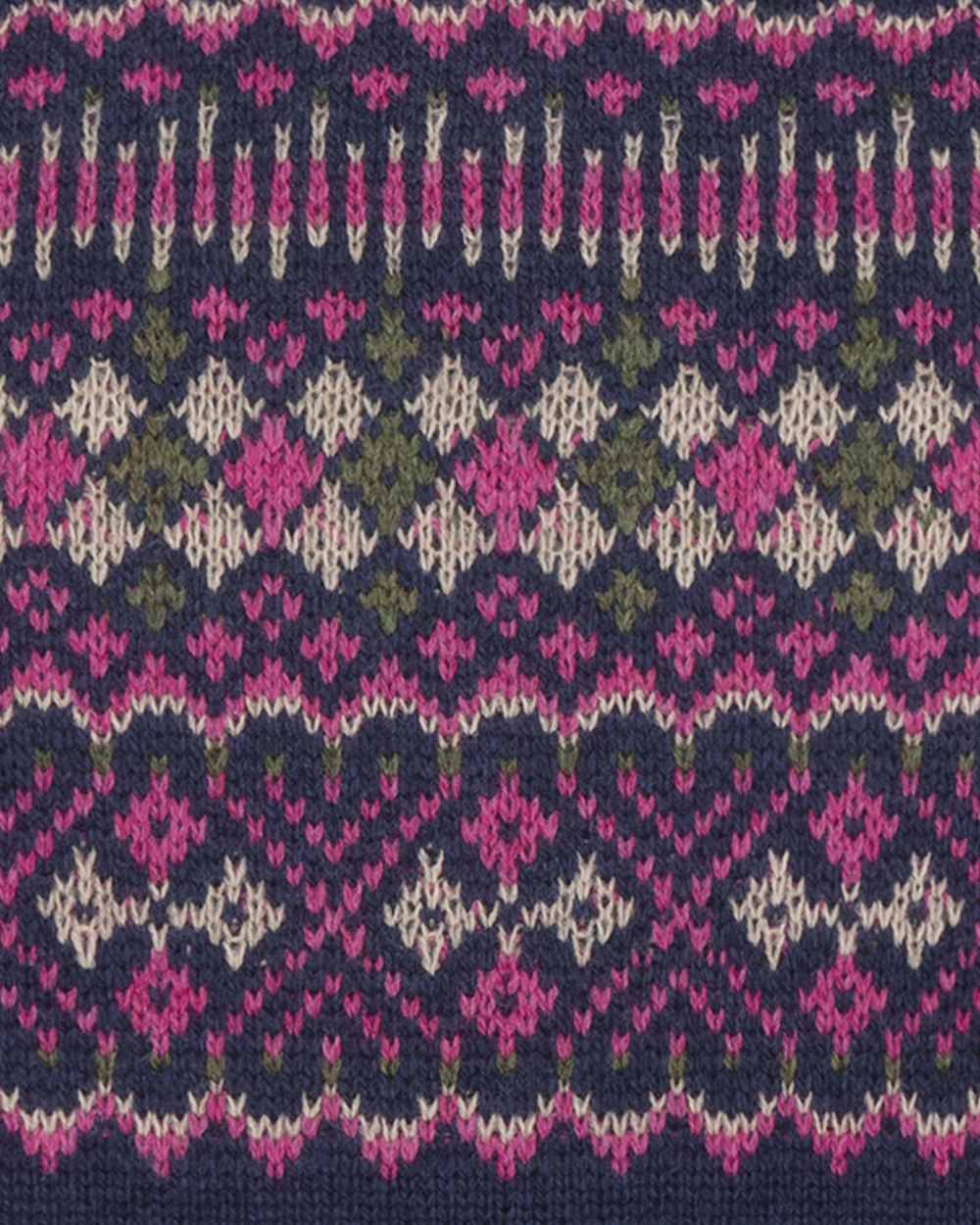 Navy coloured Hoggs of Fife Womens Jura Fair Isle Crew Neck Pullover on white background