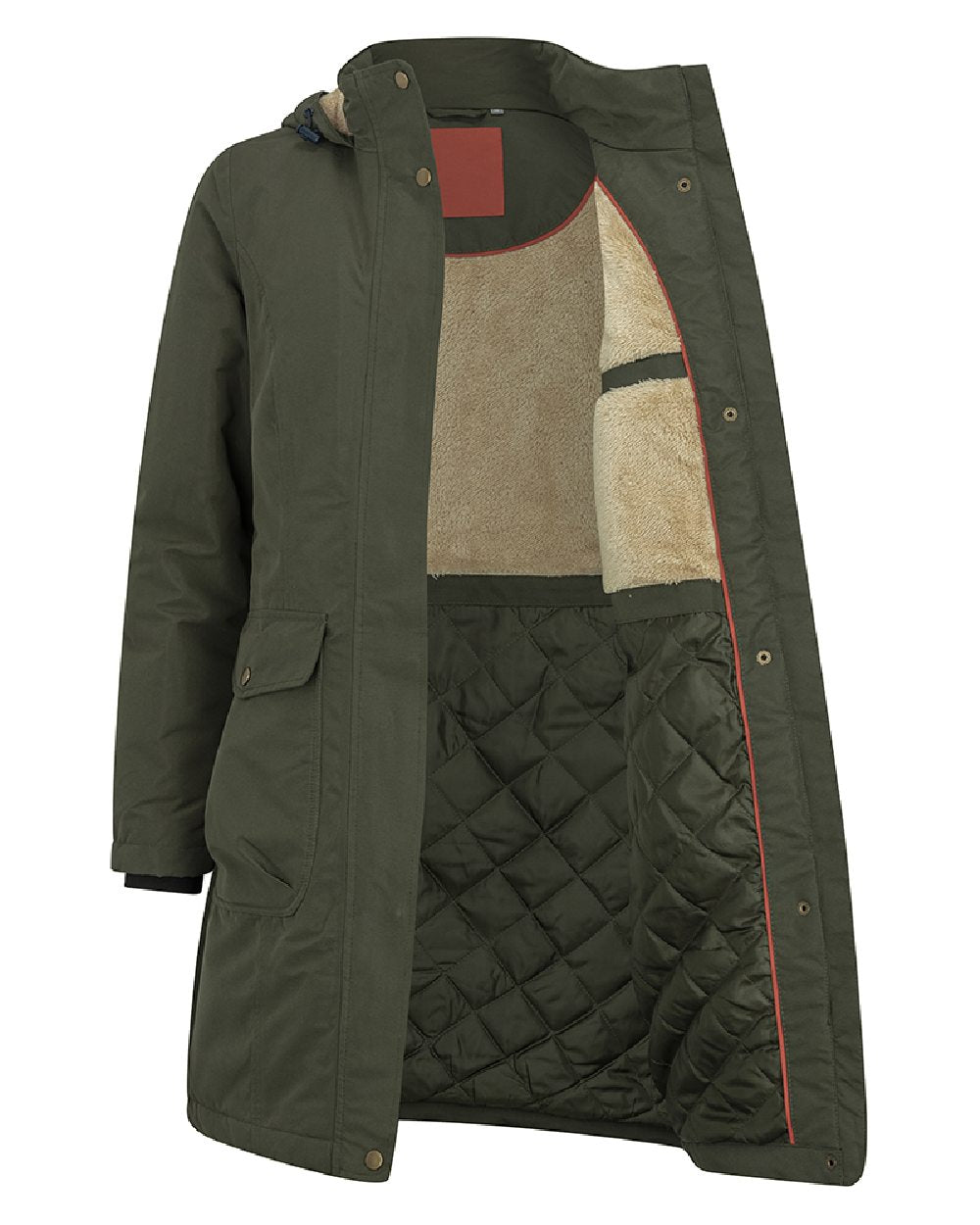 Green coloured Hoggs of Fife Womens Walker Long Coat on white background