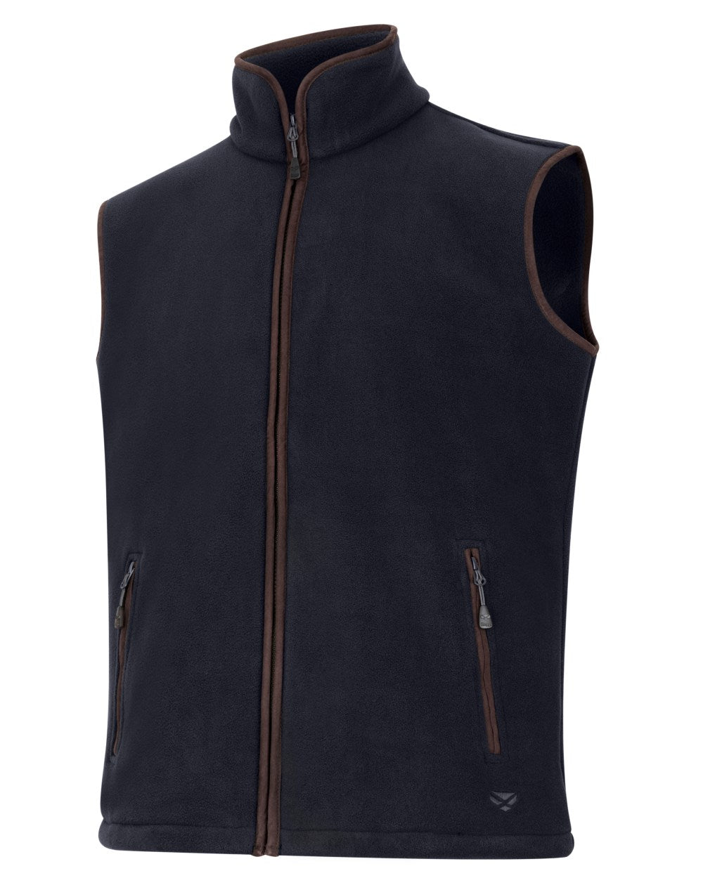 Soft Black Coloured Hoggs of Fife Woodhall Fleece Gilet on white background