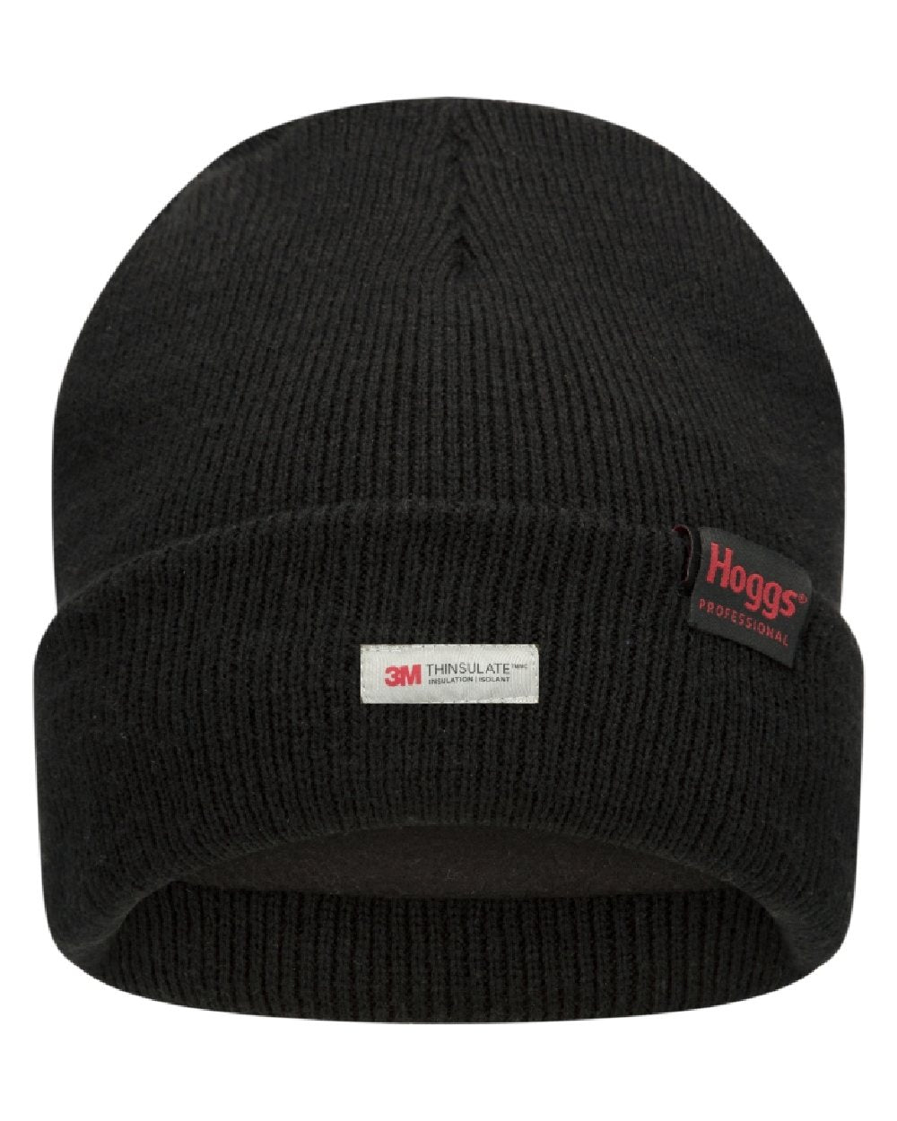 Black coloured Hoggs of Fife Knitted Thinsulate Waterproof Beanie on white background
