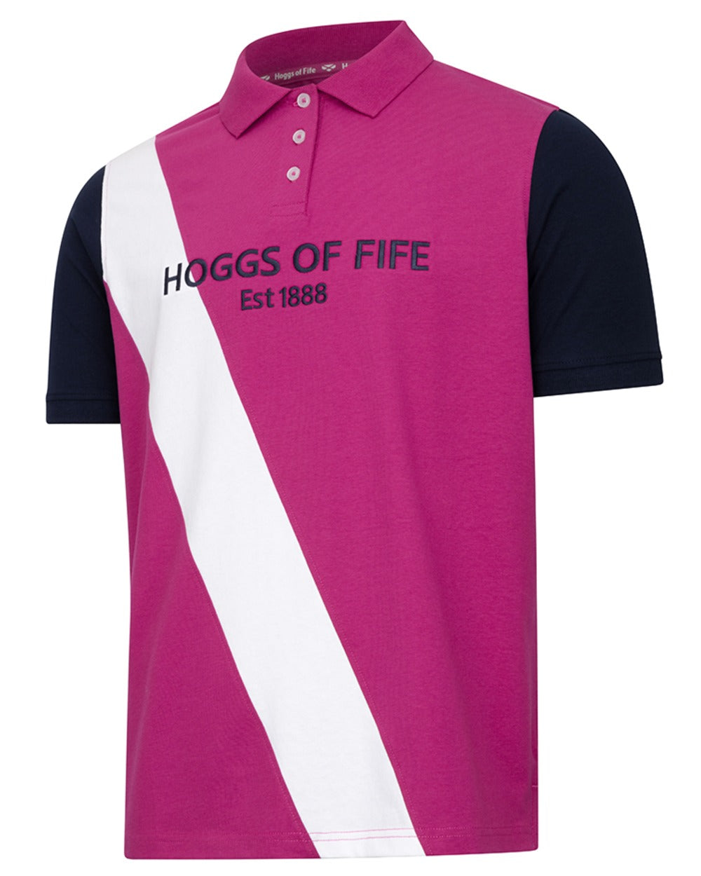 Berry Navy coloured Hoggs of Fife Womens Abbey Sash Jersey Polo Shirt on white background
