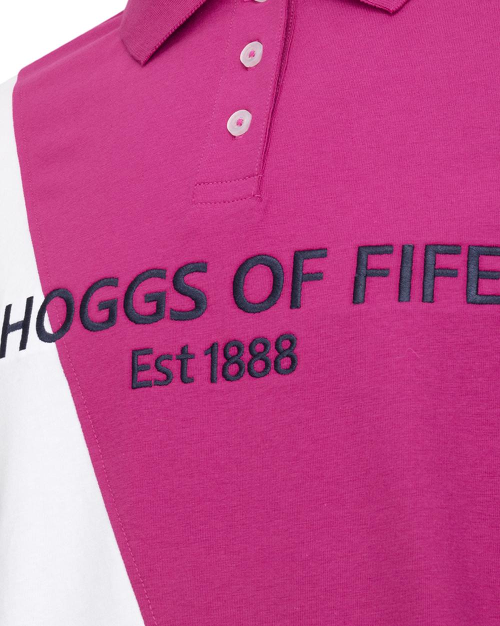 Berry Navy coloured Hoggs of Fife Womens Abbey Sash Jersey Polo Shirt on white background